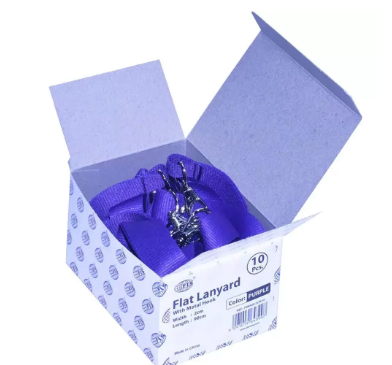 10-Piece FIS Flat Lanyard Purple with Metal Hook 2X90cm - FSNA08-2CM/10