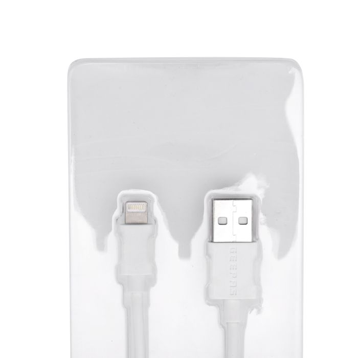 Geepas Lightning Cable - IPhone Charger Cable, USB Fast Charging Cable For IPhone 7 Plus/ 7/ 6s/ 6 Plus/ 5c/ Ipad Pro/ Ipad Air And Other Apple Models - White