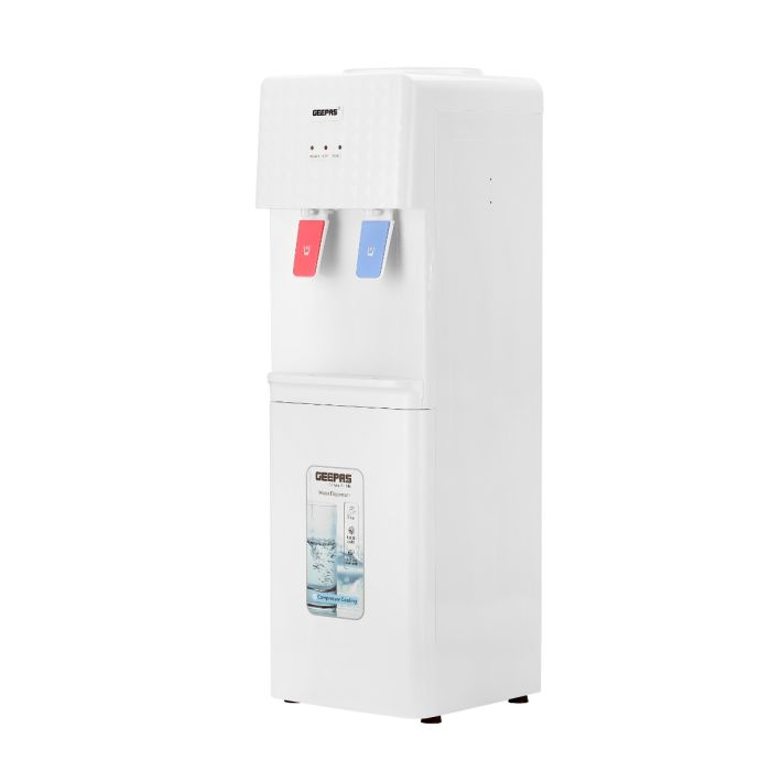 Geepas Water Dispenser- GWD8326| Hot And Cold Function, Compressor Cooling, Fast Cooling And 2 Taps| Cold Temperature: 5-10 Degrees Celsius; Hot Temperature: 85-95 Degrees Celsius| Perfect For Home An