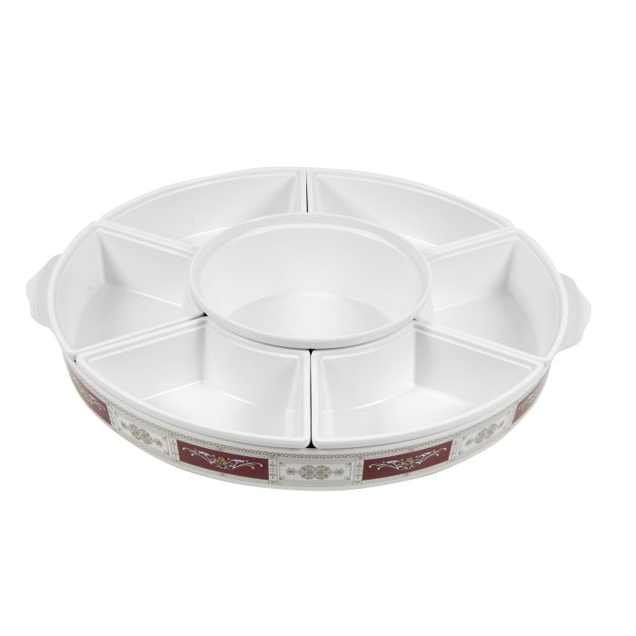 Royalford RF8581 Rotating Serving Tray - Appetizer And Condiment Server Divided Serving Dishes With Lids | Dishwasher Safe - Perfect For Chips And Dip, Veggies, Candy And Snacks