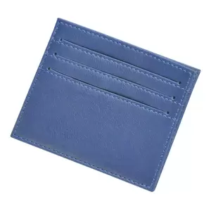 FIS Italian PU Soft Cover Stiched Slim Wallet Polyurethane For Unisex, Two Side open 6 ID Card Pockets, Size 8 x 10.5 cm, Blue Colour - FSPQSW12