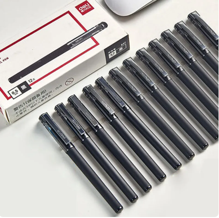 Deli Gel pen S26 men's business office signature student stationery black carbon pen metal pen holder