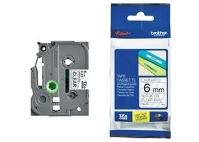 Brother P-touch 6mm TZ-111 Laminated Tape, 8 m, Black on Clear