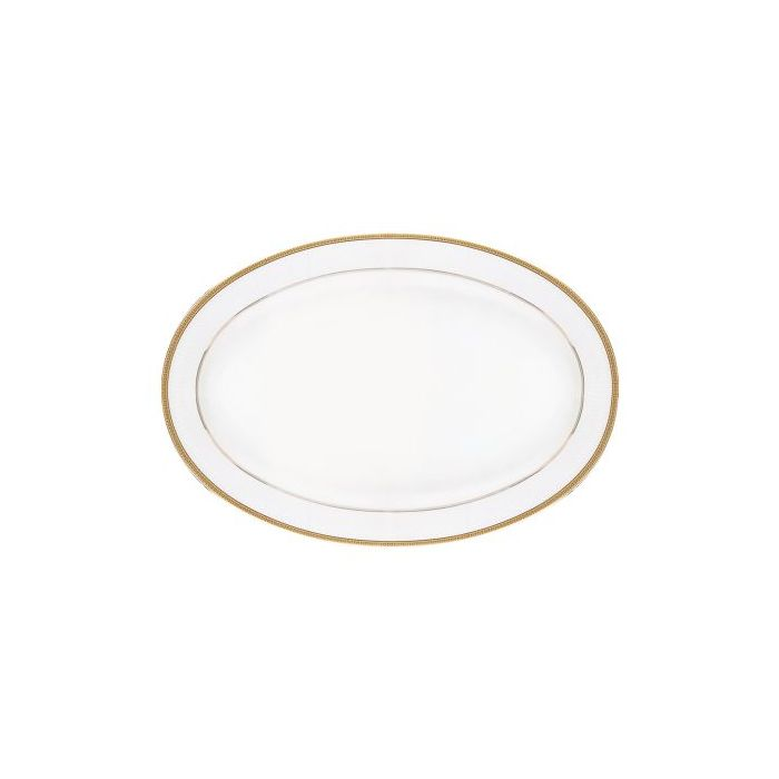 Premium Bone China Plates, 14" Oval Dinner Plate, RF10466 | Deep Plate With Elegant Golden Border | Ideal For Dinner, Lunch, Breakfast, Parties & More