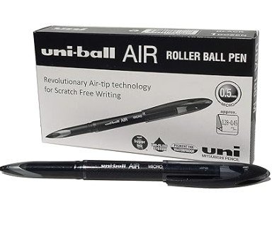 Uni-Ball UB-188-L Roller Ball Pen Air-Tip 0.35-0.5mm, Black - 12Pcs/Pack