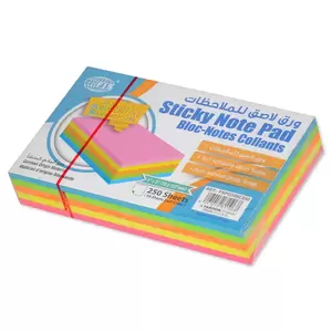 FISSticky Note Pad, 3X5 inches, Pack of 6, Flourescent (50X5Colors) 250Sh -FSPO355C250