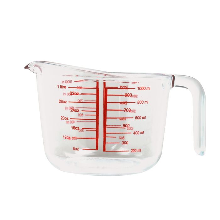 Royalford RF10088 1000ML BRS Glass Measuring Cup - Ergonomic Handle| Durable Borosilicate Glass| Ideal To Measure Ingredients In Home, Hotels & Restaurants