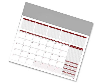 FIS Year Planner 2024 (English/French) PVC Desk Blotter, Grey - FSDK2EF24GY