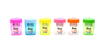 Brons Sharpener With Contianer 24 Pieces Per Box, 6 Assorted Colors -KRSPBR-571