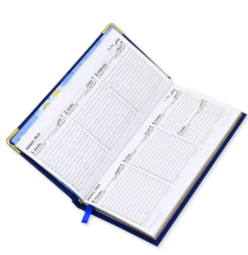 FIS 2024 Golden Slim Arabic English Diary Vinyl, 1 Side Padded Blue -FSDI52AEG24BL