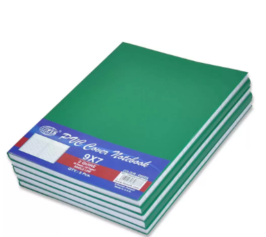 5-Piece FIS PVC Cover Notebook 9X7 Inch, 2-Quires Green - FSNB9X72QPVCGR