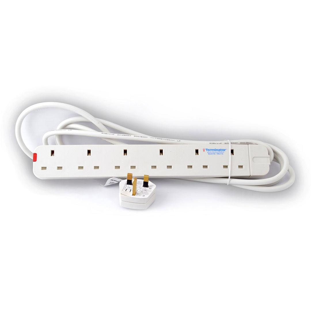 6 Way Power Extension Socket 3M Cable 13A