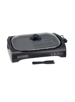Electric Health Grill, Open Flat Gril,l With Glass Lid, 2200 W LGM70-B5 Black