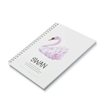 FIS Pack Of 5 Spiral Hard Cover Notebook, 96 Sheets A5 Swan Design 1 -FSNBSHCA596-SWA1