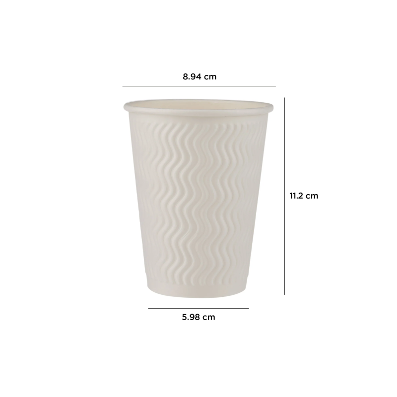 12 Oz White Embossed Paper Cups 500 Pieces