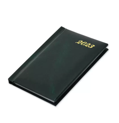 Fis 2023 Pocket Diary English Vinyl 1 Side Padded Week View Green -FSDI12E23GR