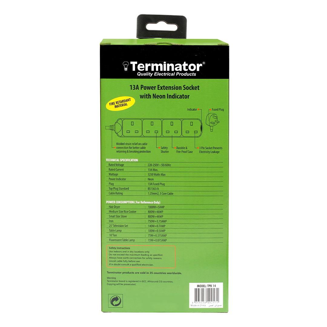 4 Way Power Extension Socket 2M Cable 13A