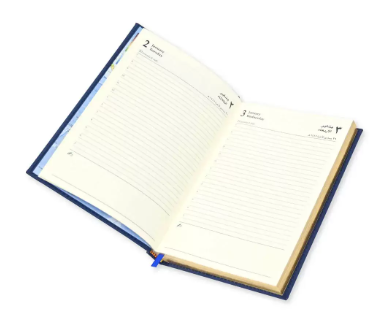 FIS Golden A5 Diary 2024 (Arabic/English) Blue - FSDI26AEG24BL