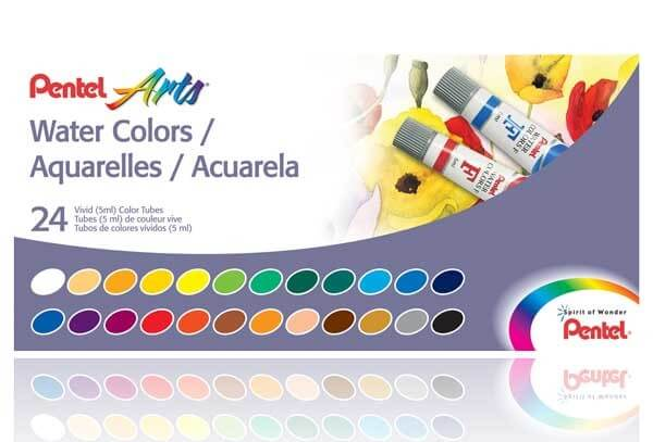 Pentel WFRS Water Colors, Assorted (Set of 24)