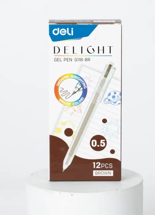 Deli EG118-BR # Creative Portable Gel Pen Office Supplies # Bullet: 0.5mm # Brown