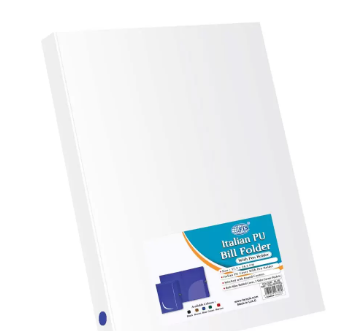 Bill Folders Blue Color, Italian PU Covers, Round Corners & Pen Holder, 175 x 245 mm - FSCLBFPHBL