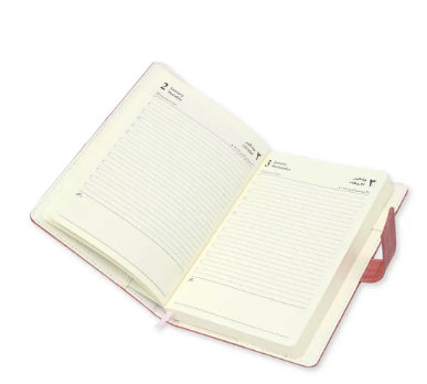 FIS 2024 A5 Diary Arabic/English Vinyl Hard Sewn Cover Pink -FSDI80AE24PI