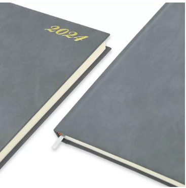 FIS Bonded Leather Diary 2024 (English) Grey, A4 - FSDI40EBI24GY
