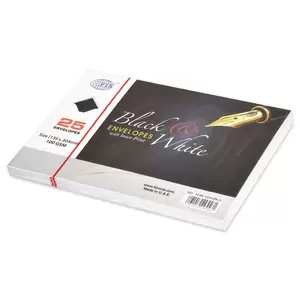 FIS Pack of 25 FIS White Envelopes, 100 GSM, Glued, Size 136 X 204mm with Black Inner Print
