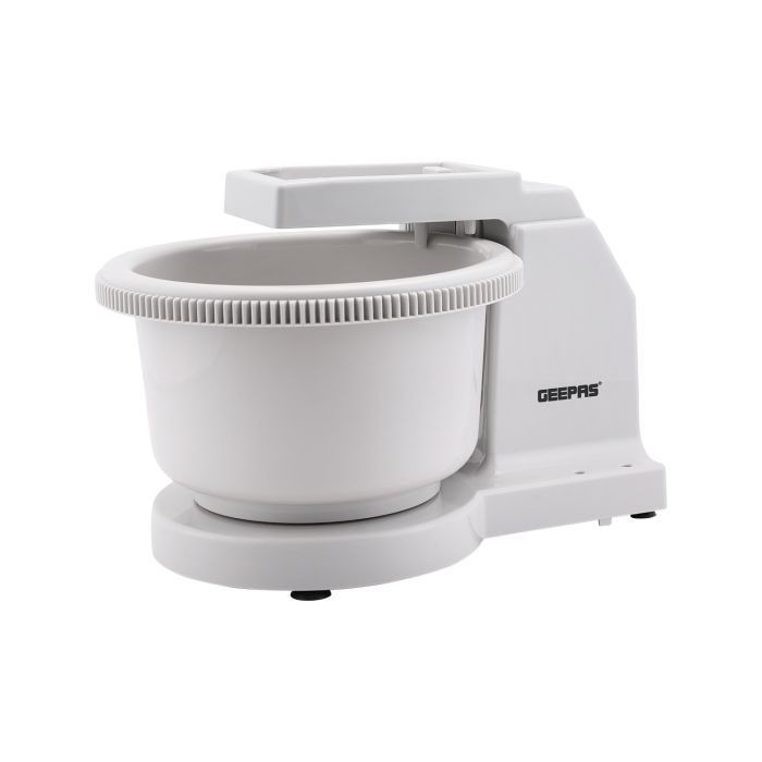 Geepas 200W Stand Mixer With 5 Speed Controls - Detachable Stainless-Steel Finish 2 Beater & 2 Dough Hooks, Bowl With Stand |Ideal For Whipping, Blending & Beating | 2 Years Warranty