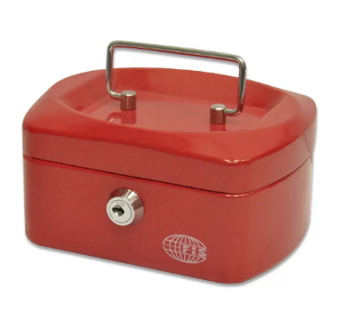 FIS Cash Box Steel Red Color With key lock, 152 x 115 x 80 mm, 6 Inch Lock Size - FSCPTS0140RE