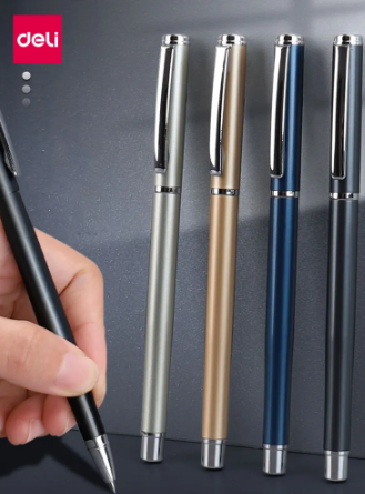 Xiaomi Deli Metal Sign pen S82 Metal Gel Ink Pen 4 Colors 0.5MM Black Ink Pull out Pen For School Office Home Stationery Pen