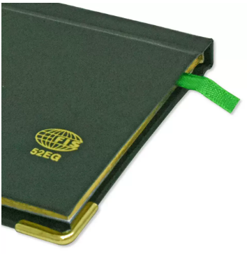 Fis 2024 Golden Slim English Diary Vinyl, 1 Side Padded Green -FSDI52EG24GR