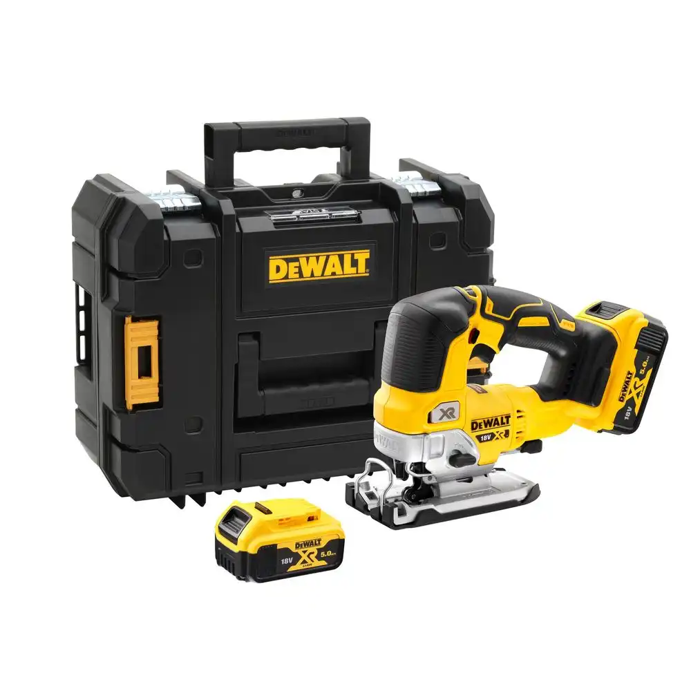 18V Cordless Jigsaw, 26mm Stroke Length, Brushless Motor, Includes 2x 5.0 Ah Li-Ion Batteries And Kit Box