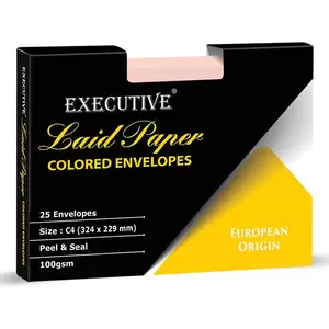 FIS Executive Laid Paper Envelopes Peel & Seal, Pack of 25 Pcs. Pink Color, C4 (324 x 229 mm) Size, 100 GSM - FSEE1027PPIB25