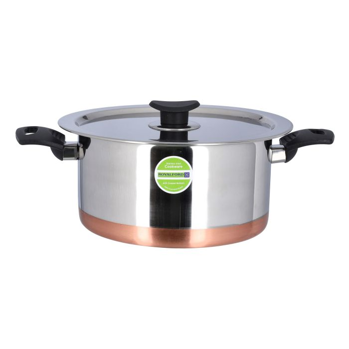 Stainless Steel Casserole, 23cm Copper Bottom Pot, RF9975 | Perfect For Soups, Stews | Large Cooking Stockpot With Cool Touch Handles & Lid For Family Size Cooking