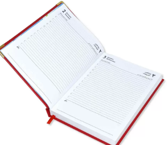 Fis 2024 A5 Diary,Gold Corenrs, (Arabic/English) Vinyl 1Side Padded Red -FSDI22AE24RE