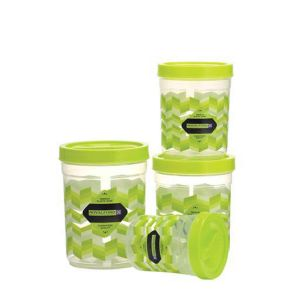 Royalford 4Pcs Container Set - Plastic - White & Red - 500ML, 1000ML, 1500 ML, 2000 ML