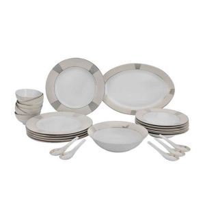 Royalford Premium Dinner Set 26Pcs Set - Porcelain - White