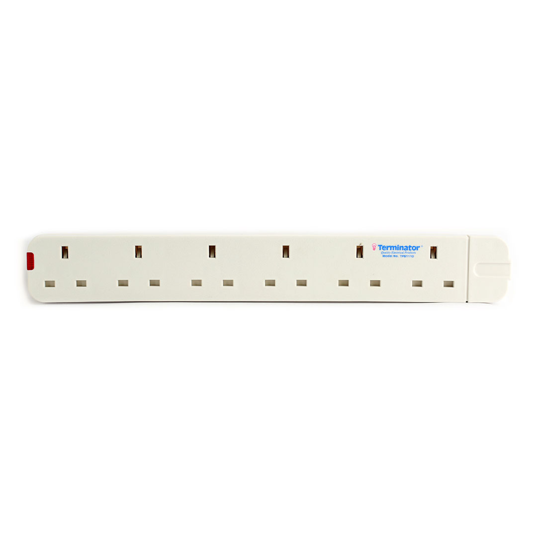 6 Way UK Power Extension Socket Without Cable
