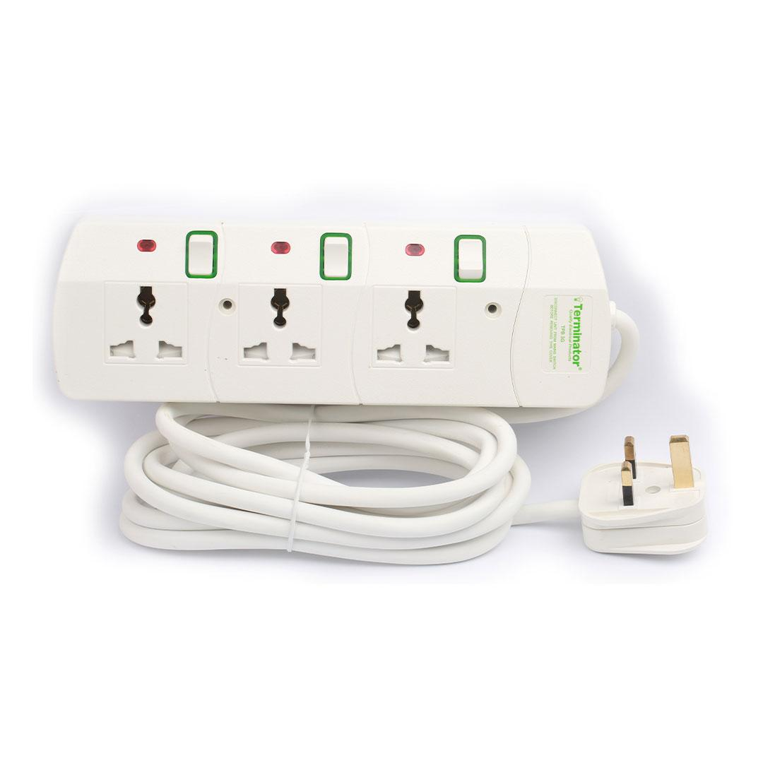 3 Way Universal Power Extension Socket 13A 3M Cable