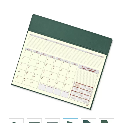 FIS Year Planner 2024 (Arabic/English) Italian PU with Desk Blotter, Green - FSDKPUBAE24GR