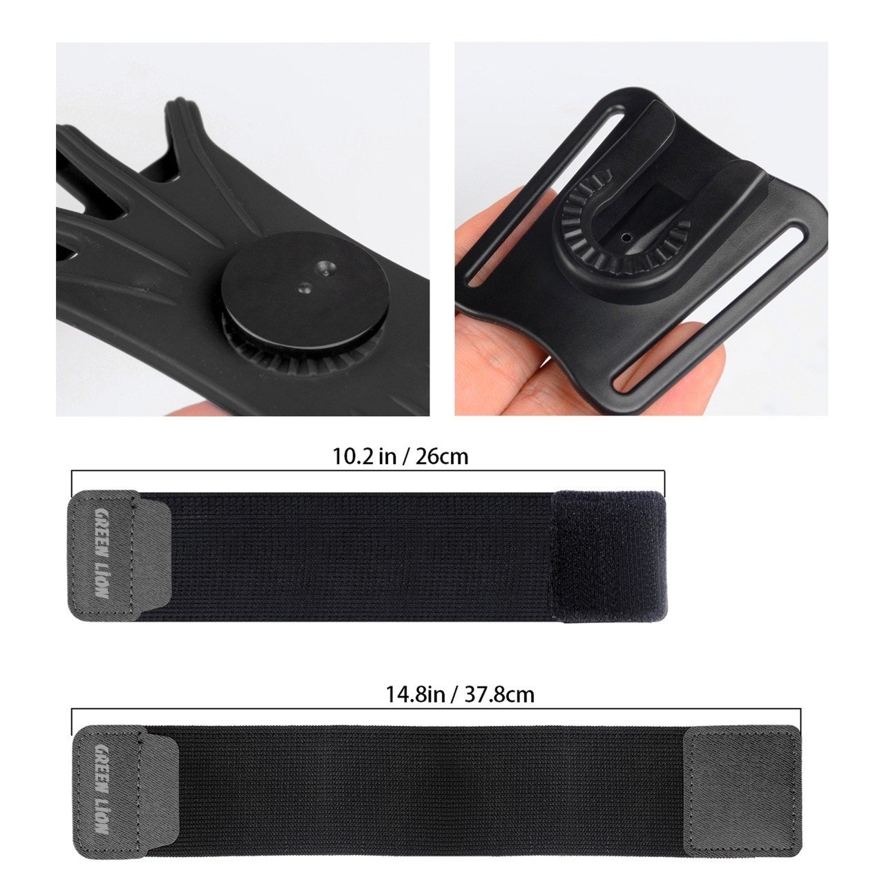 Green Detachable Sports Armband 4" - 6.8" - Black