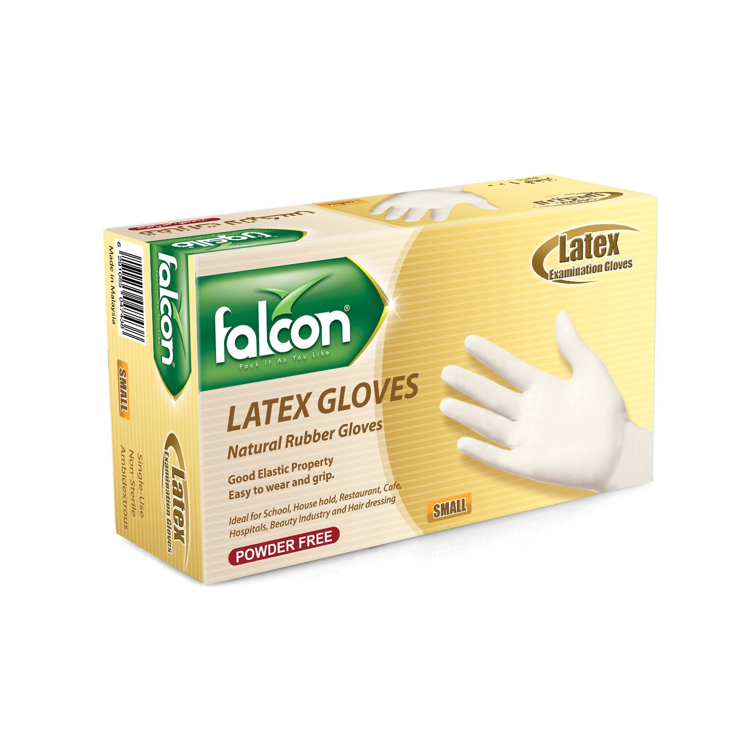 Falcon Latex Gloves SMALL Powder Free (1 Pack X 100 Pieces)