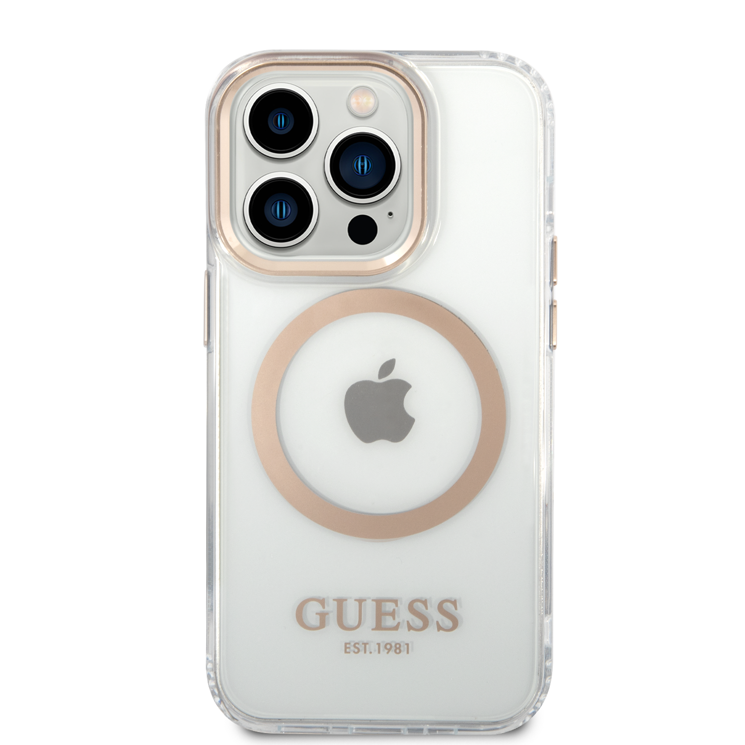 Guess Outline Transparent MagSafe Case iPhone 14 Pro Max - Gold