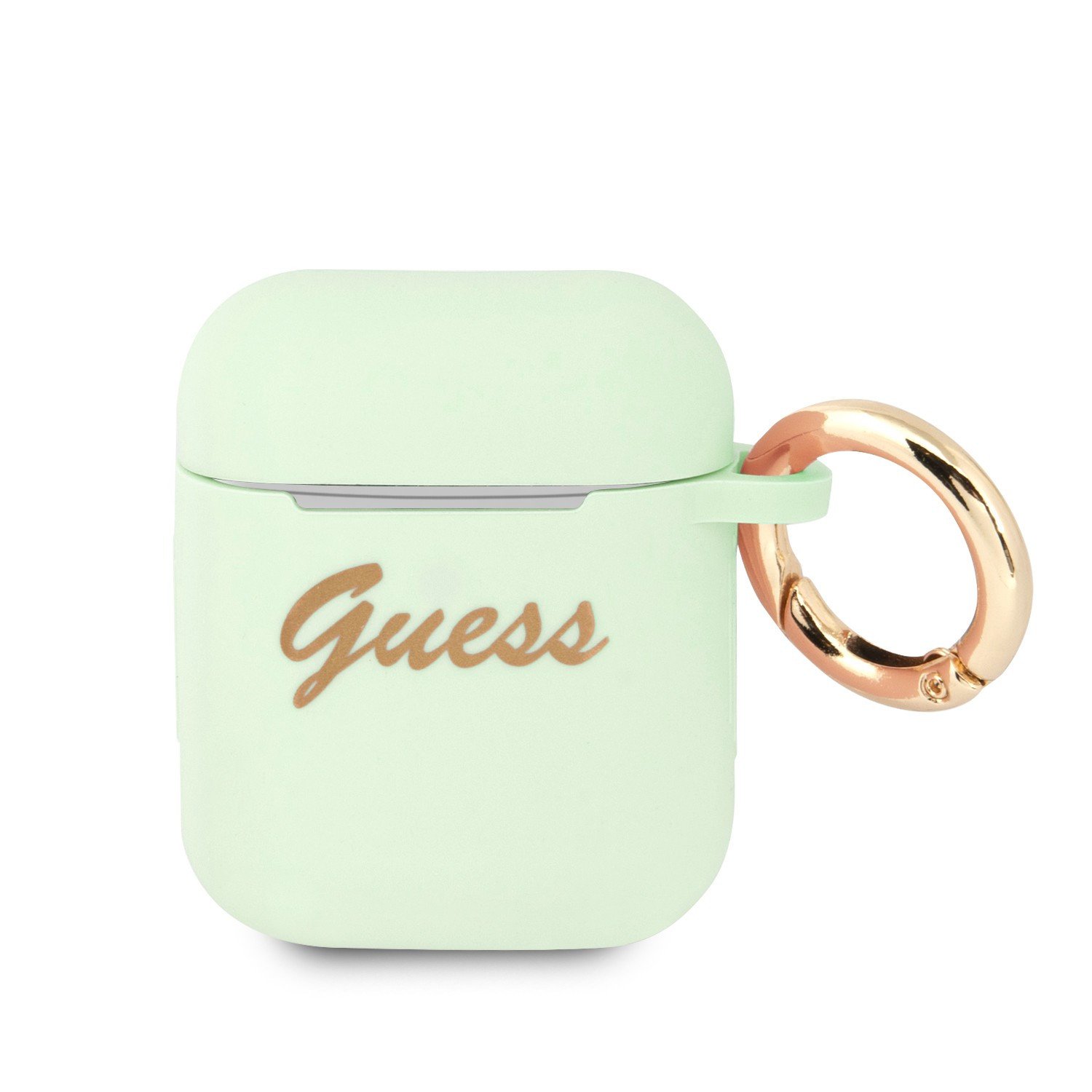 Guess Silicone Printed Script Case with Ring for Airpods 1/2 - Green