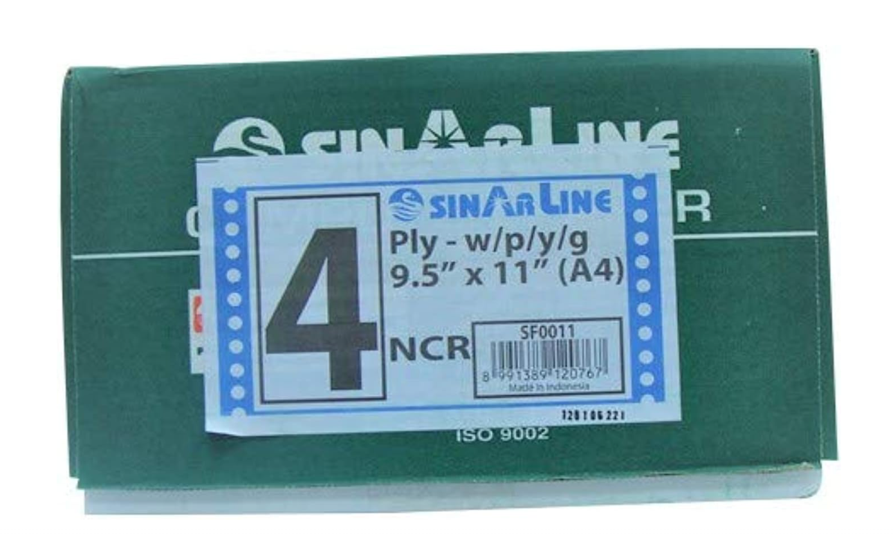 Sinarline 9.5''X11'' Comp Paper A4 4Ply (White+Pink+Yellow+Green) 500 Sheets