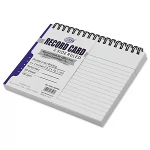 FIS Ruled Record Card 180 GSM 6X4 Inch Double Loop Spiral 50 Sheets White -FSIC64-180SPWH