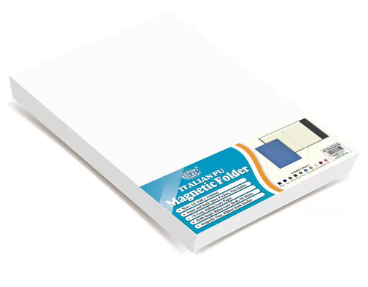 FIS Magnetic Folder Italian PU Cover with Writing Pad, A5 Size, Ivory Paper, Single Ruled, 96 Sheets with Gift Box, Light Blue Color - FSMFEXNBA5LBL