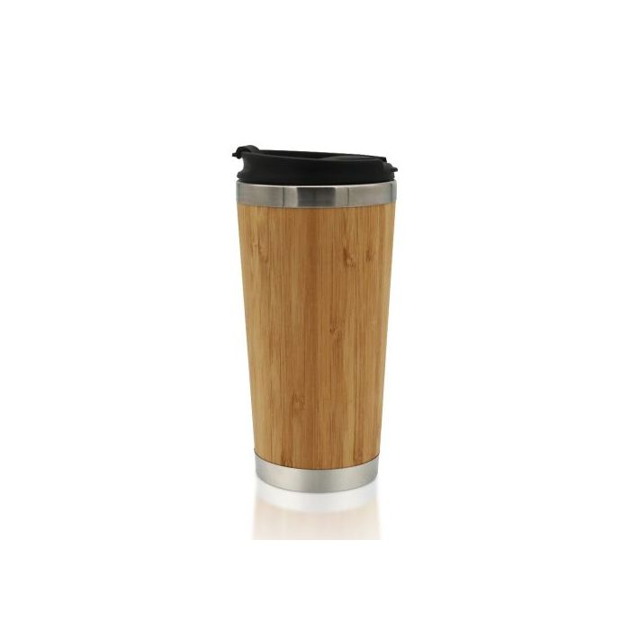 Royalford 400ML Coffee Mug- RF11139| Double Wall Stainless Steel Mug With Bamboo Wood Outer Body| Keeps Your Drinks Hot Or Cold For Long Hours| Leak-Proof And Portable Design| Suitable For Indoor And 
