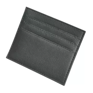FIS Italian PU Soft Cover Stiched Slim Wallet Polyurethane For Unisex, Top Side open 6 ID Card Pockets, Size 8 x 10.5 cm, Black Colour - FSPQSW01
